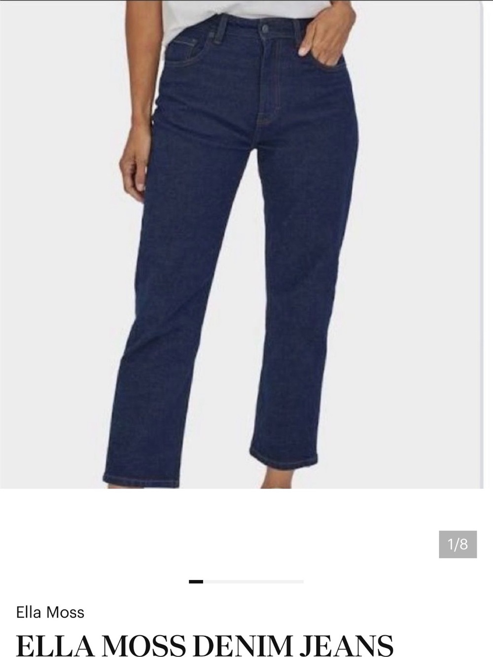 ELLA MOSS DENIM JEANS HIGH WAIST STRAIGHT LEG CROPPED